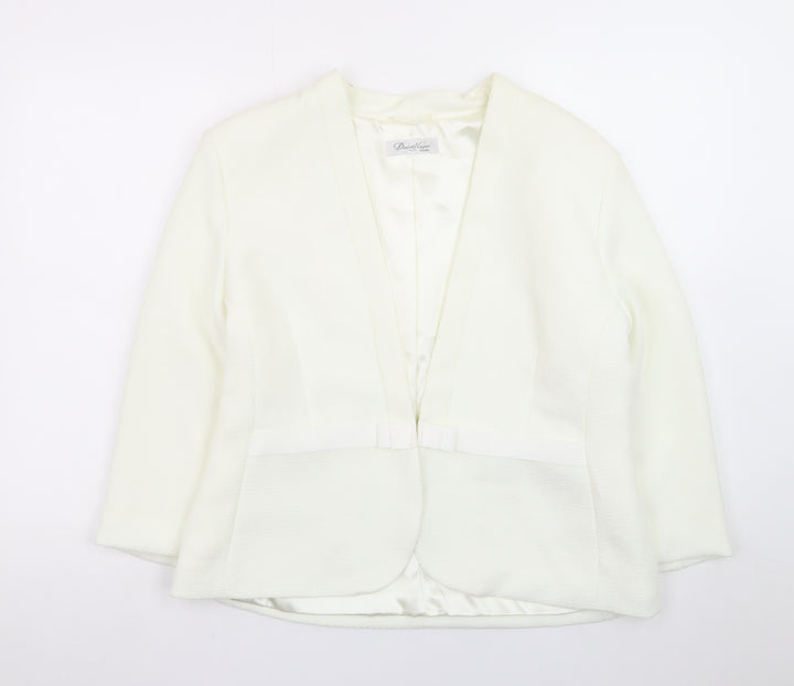 David Nieper Womens Ivory Shawl Collar Blazer Jacket UK 16