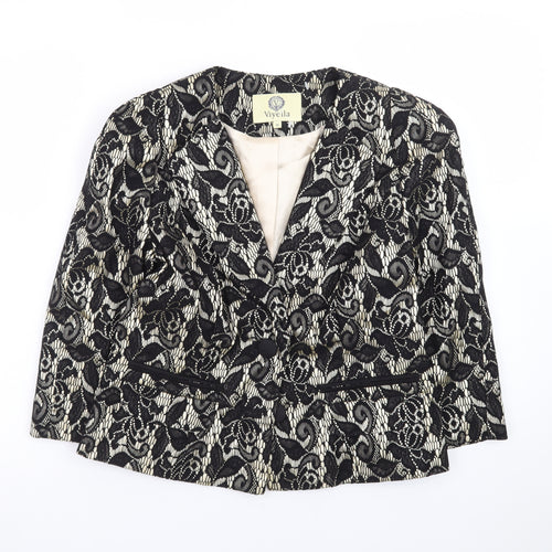 Viyella Womens Black Lace Patterned Suit Jacket UK 10 Classic Fit