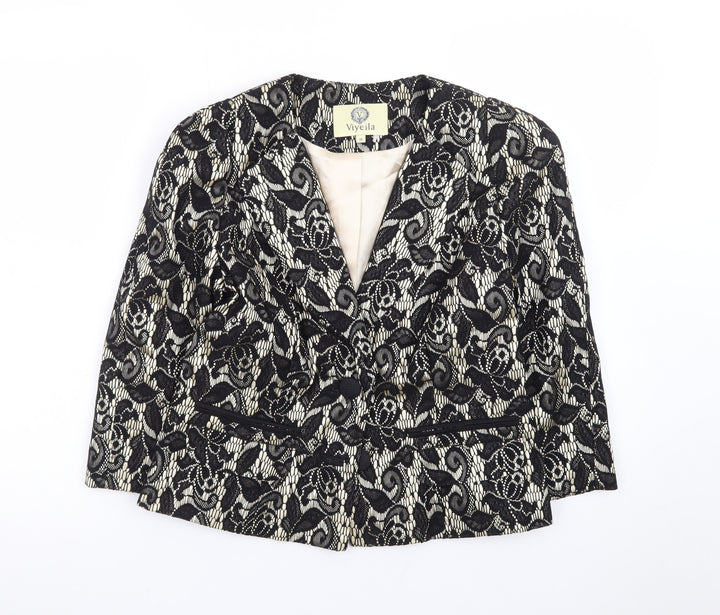 Viyella Womens Black Lace Patterned Suit Jacket UK 10 Classic Fit