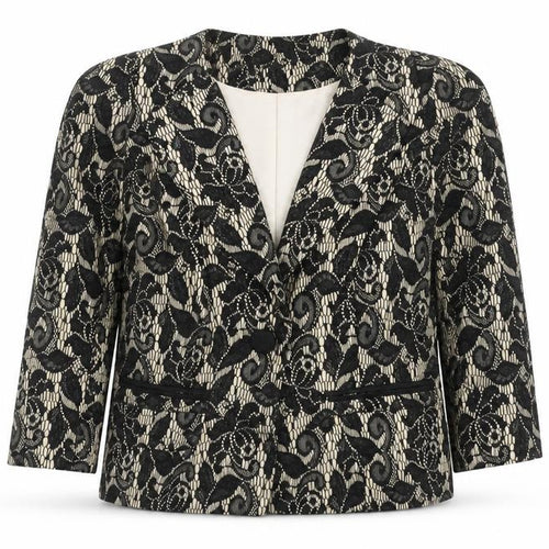 Viyella Womens Black Lace Patterned Suit Jacket UK 10 Classic Fit