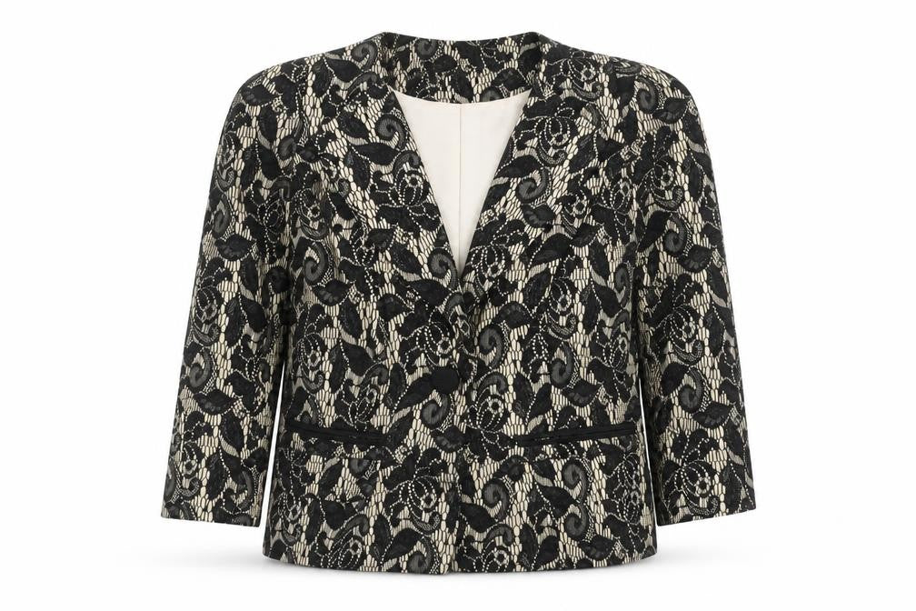 Viyella Womens Black Lace Patterned Suit Jacket UK 10 Classic Fit