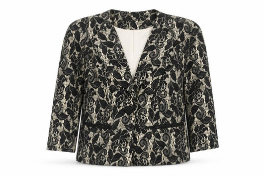 Viyella Womens Black Lace Patterned Suit Jacket UK 10 Classic Fit