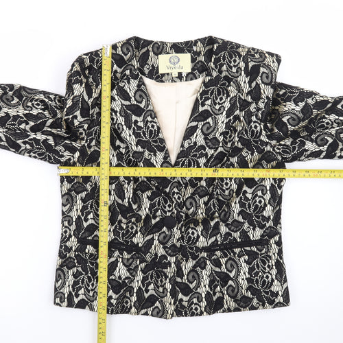 Viyella Womens Black Lace Patterned Suit Jacket UK 10 Classic Fit