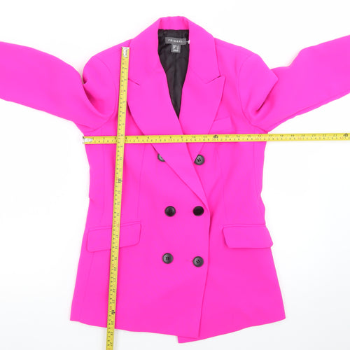 Primark Women’s Pink Double-Breasted Blazer Size 6 Wool Blend