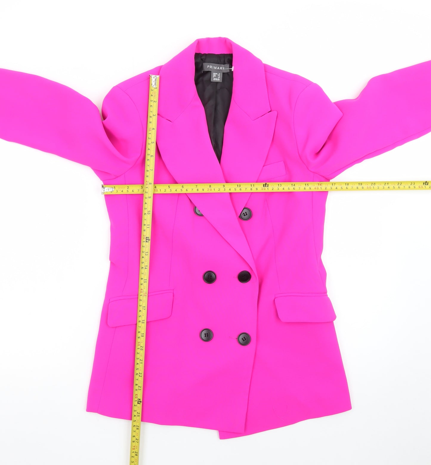 Primark Women’s Pink Double-Breasted Blazer Size 6 Wool Blend