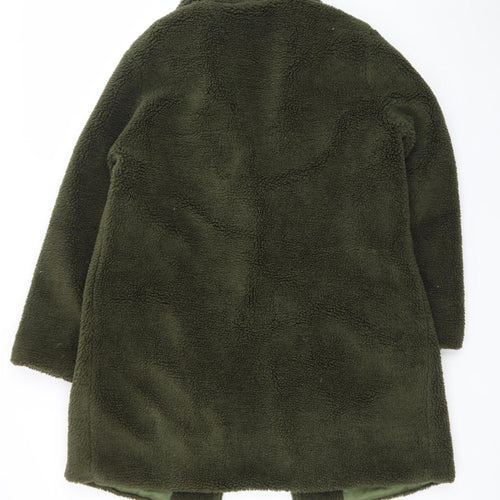 GINI LONDON Women Green Mid-Length Fleece Coat M