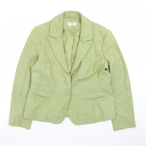 Kaliko Women Green Wool Blend Tweed Blazer Jacket Size 18