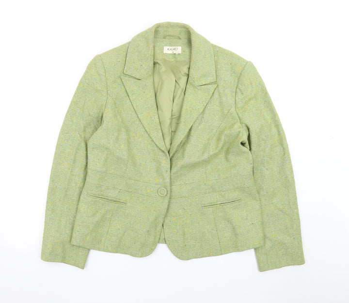 Kaliko Women Green Wool Blend Tweed Blazer Jacket Size 18