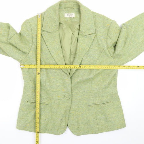 Kaliko Women Green Wool Blend Tweed Blazer Jacket Size 18