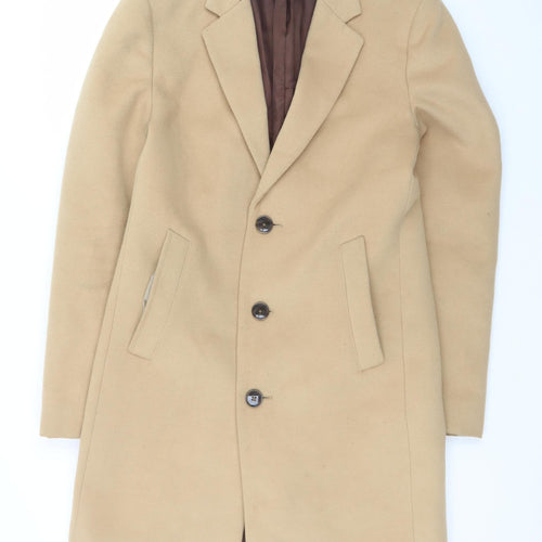 Primark Women’s Beige Wool Blend Long Overcoat Size S