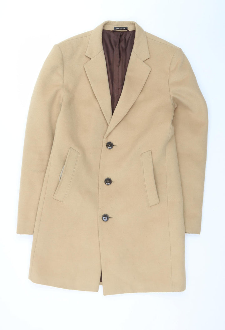 Primark Women’s Beige Wool Blend Long Overcoat Size S