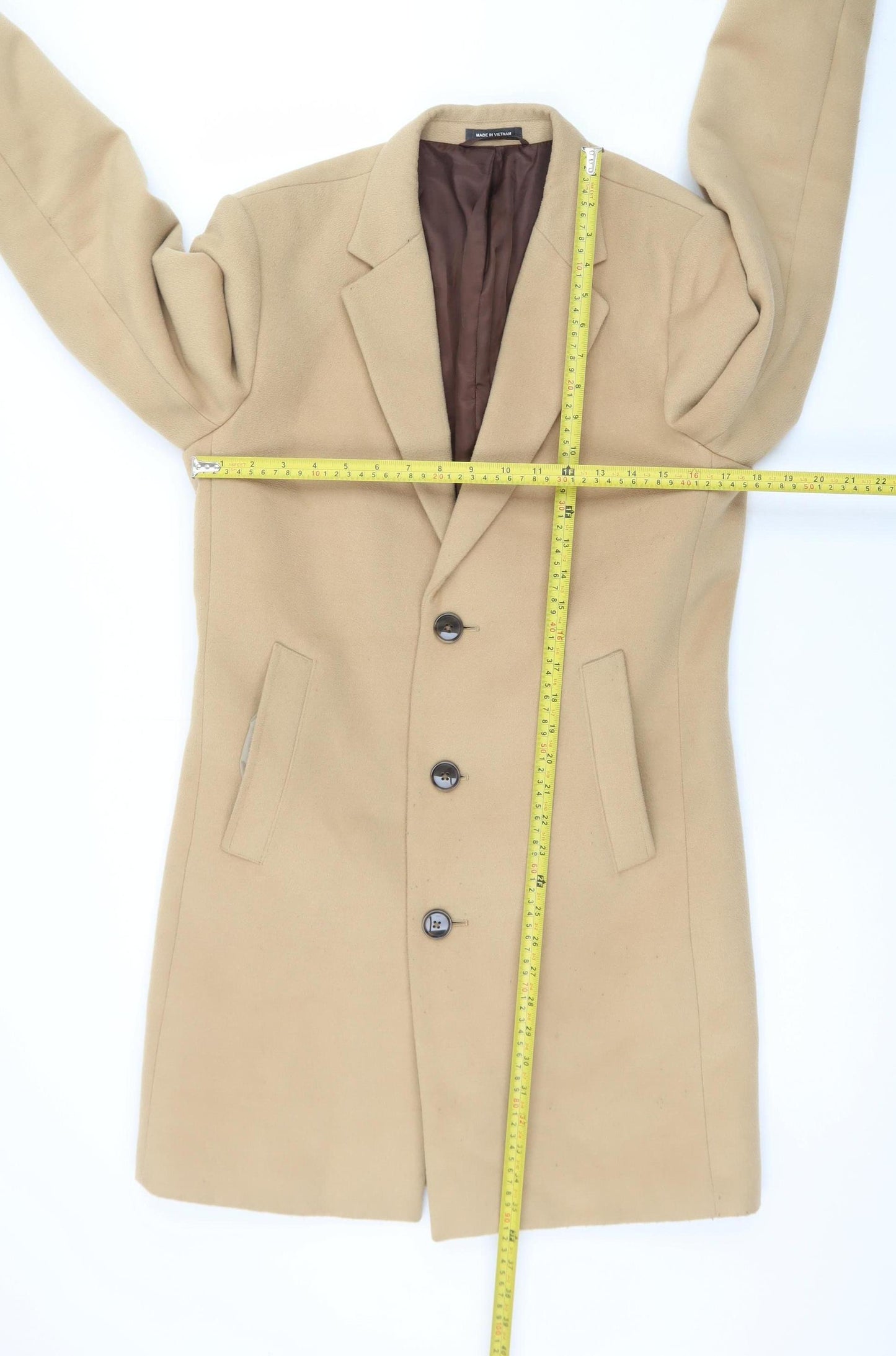 Primark Women’s Beige Wool Blend Long Overcoat Size S