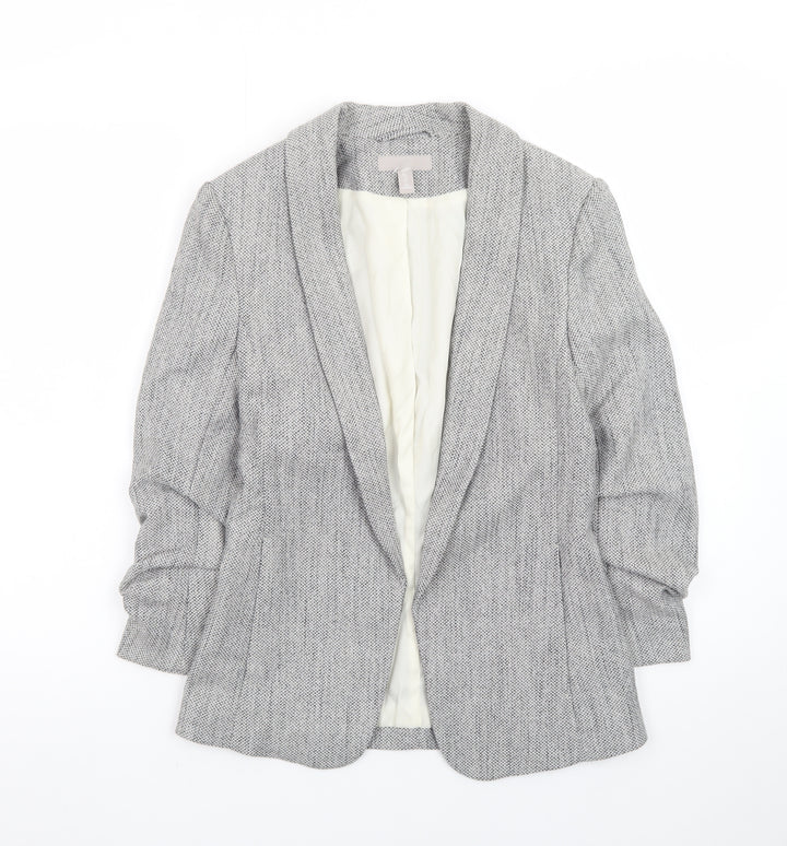H&M Women’s Grey Shawl Collar Tailored Blazer Jacket Size 6