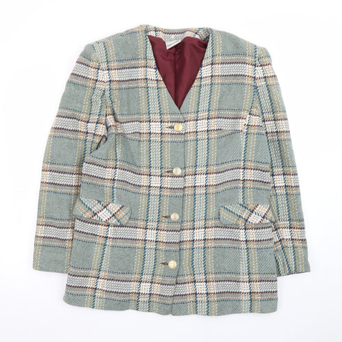 Watercolours Women's Green Checked Wool Blend Blazer Size 12