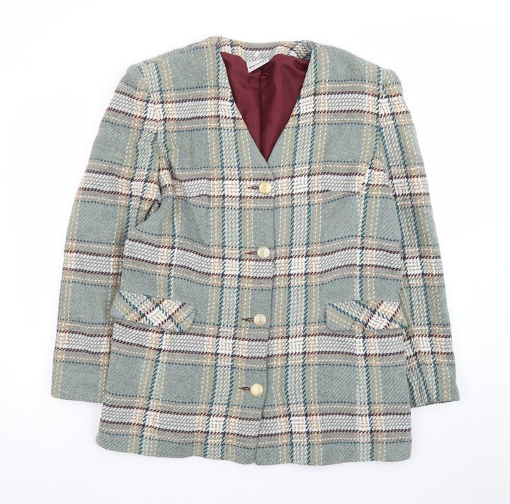Watercolours Women's Green Checked Wool Blend Blazer Size 12