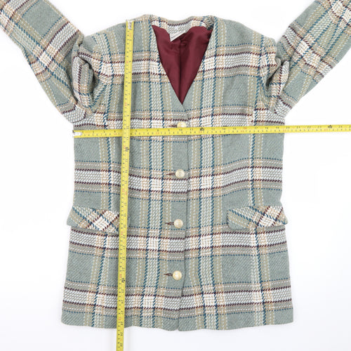 Watercolours Women's Green Checked Wool Blend Blazer Size 12