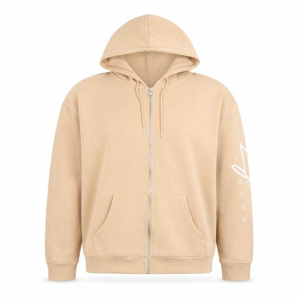 Lilylane London Women Beige Full Zip Hoodie Sweatshirt L