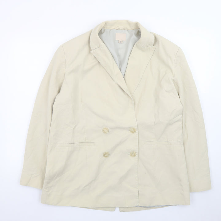 H&M Women's Beige Double-Breasted Blazer Size 12 Regular Fit