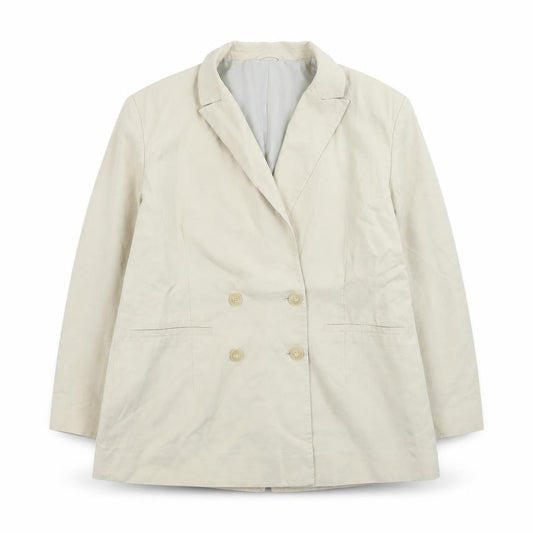 H&M Women's Beige Double-Breasted Blazer Size 12 Regular Fit