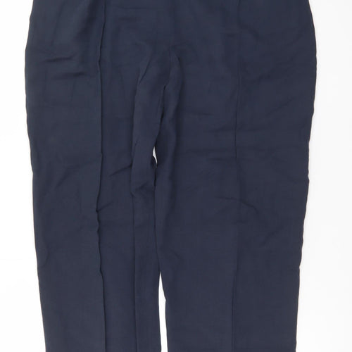 LB The Collection Women's Blue Linen Straight Trousers Size 14