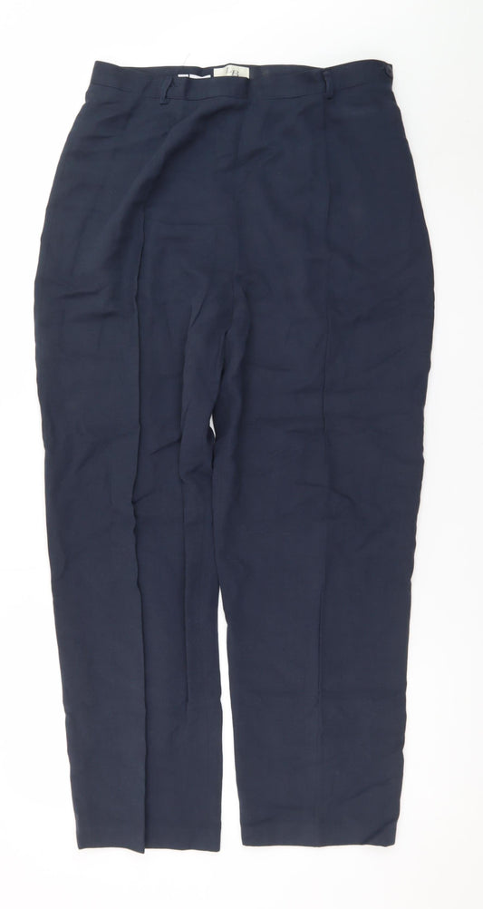 LB The Collection Women's Blue Linen Straight Trousers Size 14