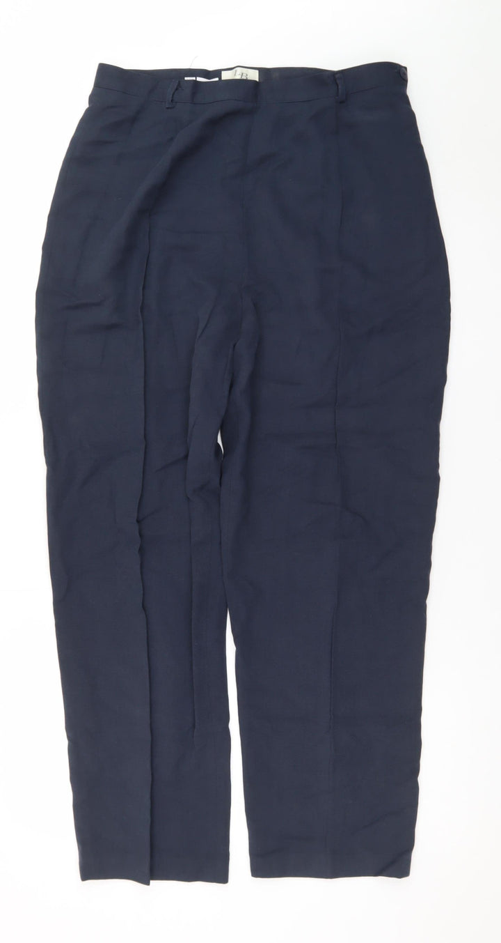 LB The Collection Women's Blue Linen Straight Trousers Size 14