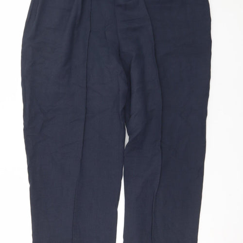 LB The Collection Women's Blue Linen Straight Trousers Size 14