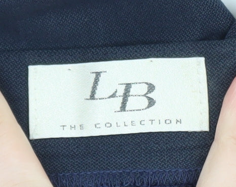 LB The Collection Women's Blue Linen Straight Trousers Size 14