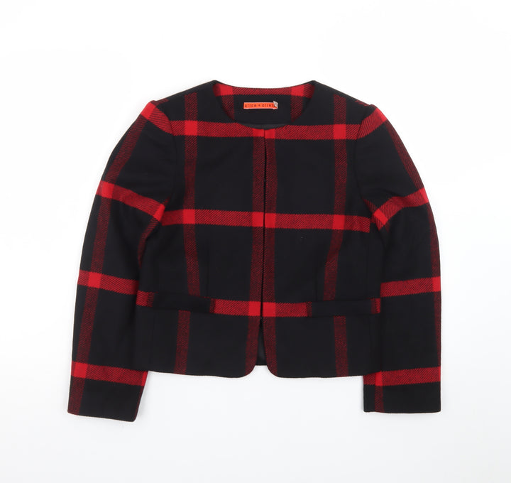 Alice + Olivia Women's Black Red Check Wool Blend Suit Jacket XS
