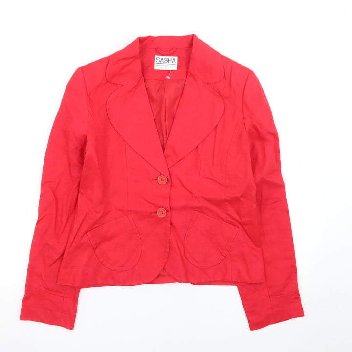 Sasha Women Red Linen Blend Tailored Blazer Jacket Size 12
