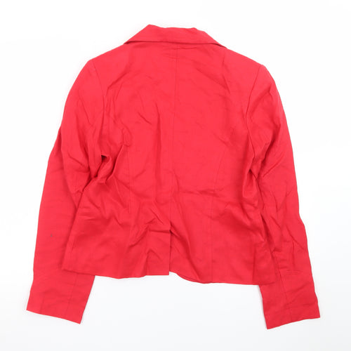 Sasha Women Red Linen Blend Tailored Blazer Jacket Size 12