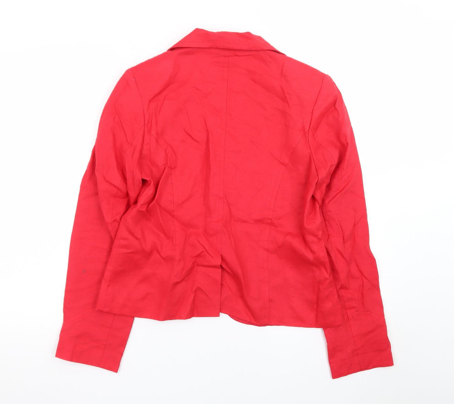 Sasha Women Red Linen Blend Tailored Blazer Jacket Size 12