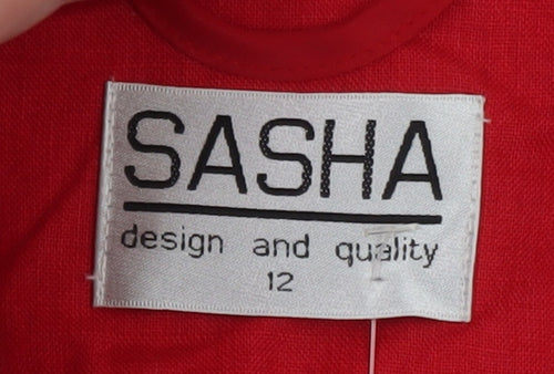 Sasha Women Red Linen Blend Tailored Blazer Jacket Size 12