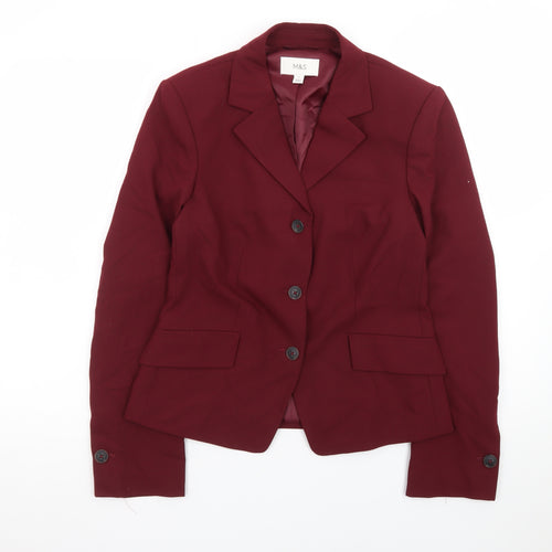 Marks and Spencer Womens Red Size 8 Single-Breasted Blazer