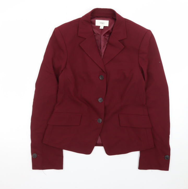 Marks and Spencer Womens Red Size 8 Single-Breasted Blazer