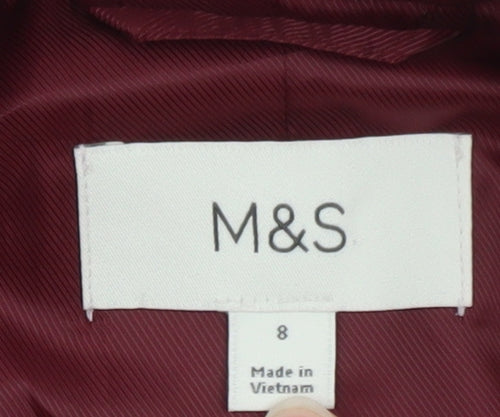 Marks and Spencer Womens Red Size 8 Single-Breasted Blazer