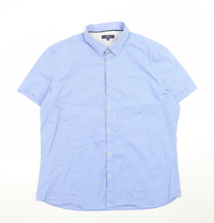 Tailor & Cutter Men's Blue Slim Fit Short Sleeve 2XL Button-Up Shirt