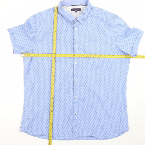Tailor & Cutter Men's Blue Slim Fit Short Sleeve 2XL Button-Up Shirt