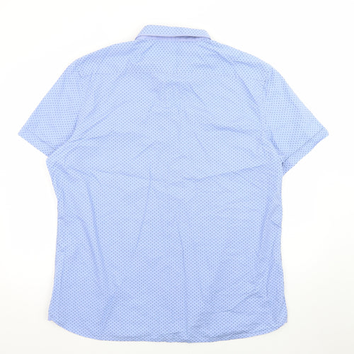 Tailor & Cutter Men's Blue Slim Fit Short Sleeve 2XL Button-Up Shirt