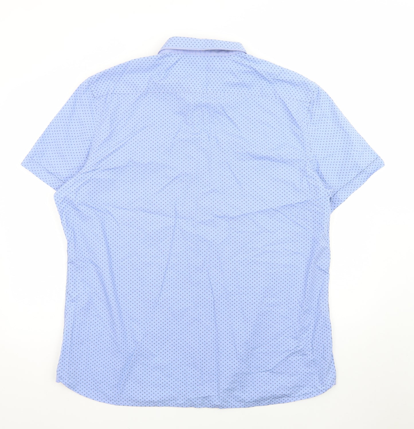 Tailor & Cutter Men's Blue Slim Fit Short Sleeve 2XL Button-Up Shirt