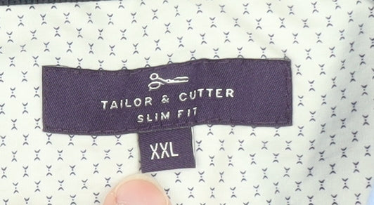 Tailor & Cutter Men's Blue Slim Fit Short Sleeve 2XL Button-Up Shirt