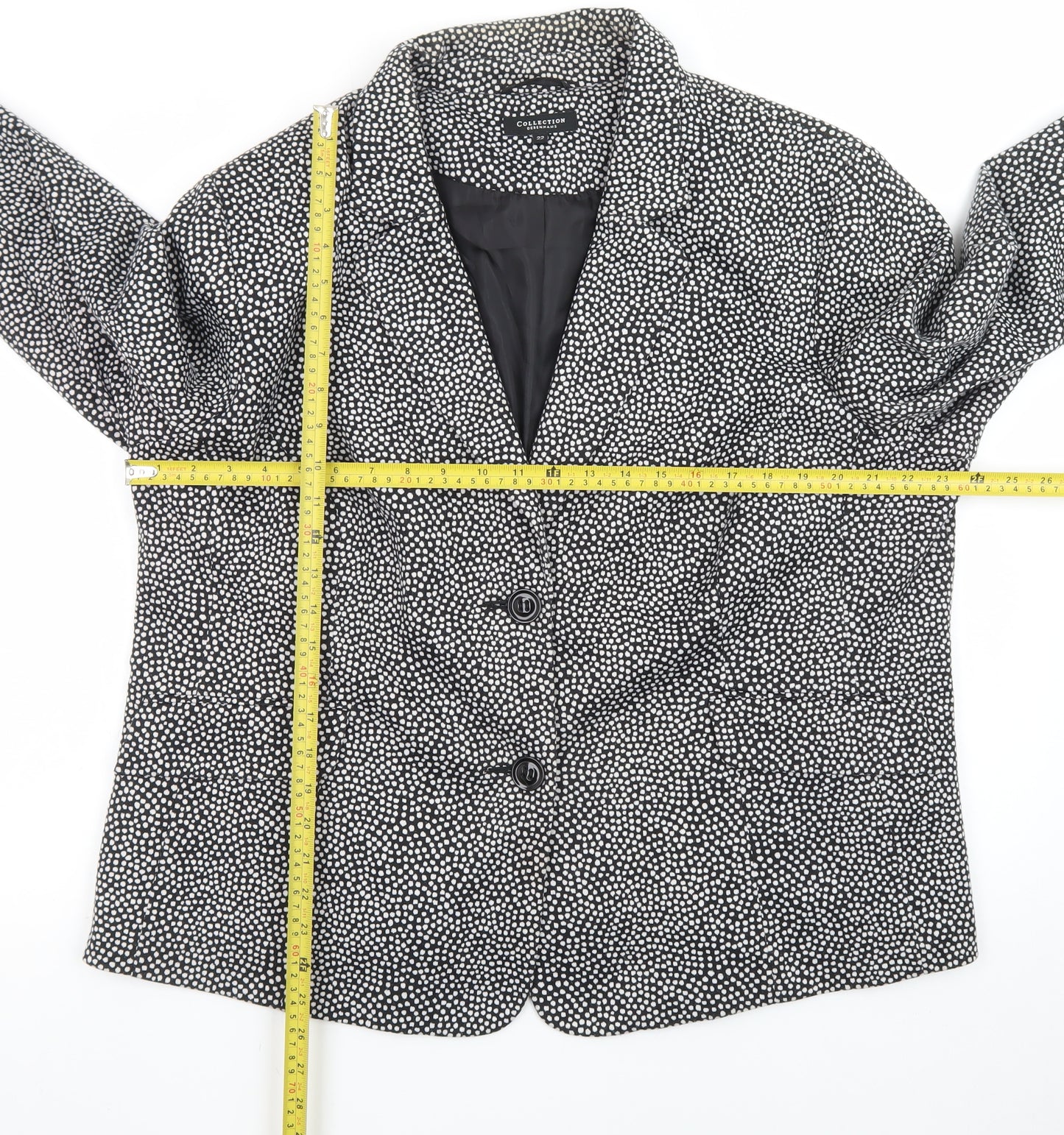 Debenhams Women’s Black White Spot Blazer Size 22 Regular Fit