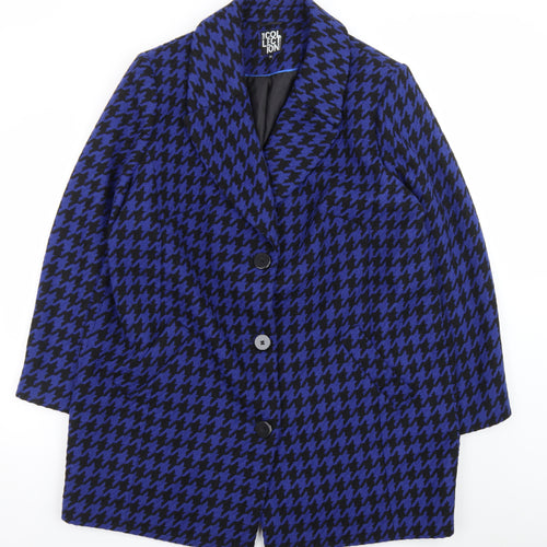 Debenhams The Collection Women's Blue Black Houndstooth Coat Size 20