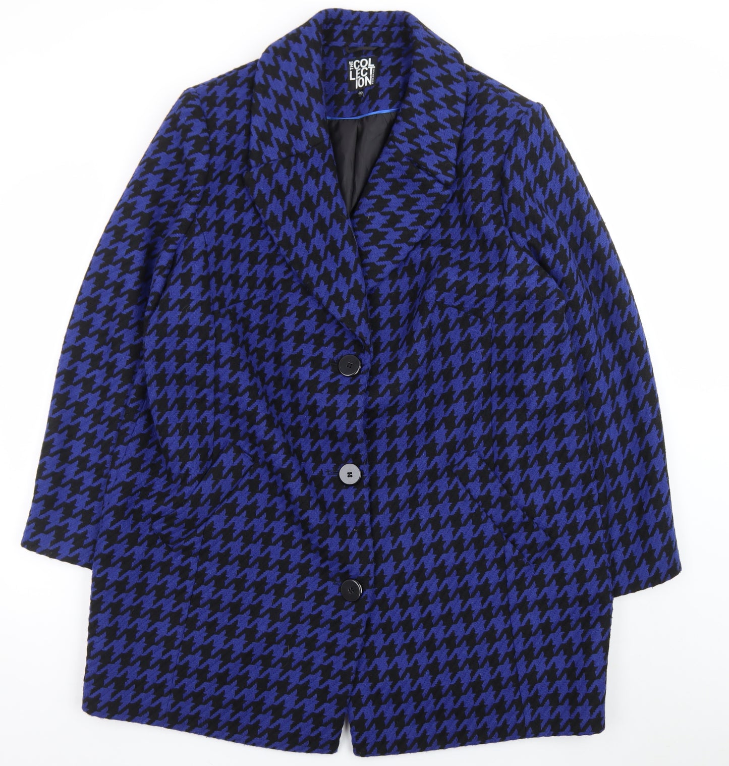 Debenhams The Collection Women's Blue Black Houndstooth Coat Size 20