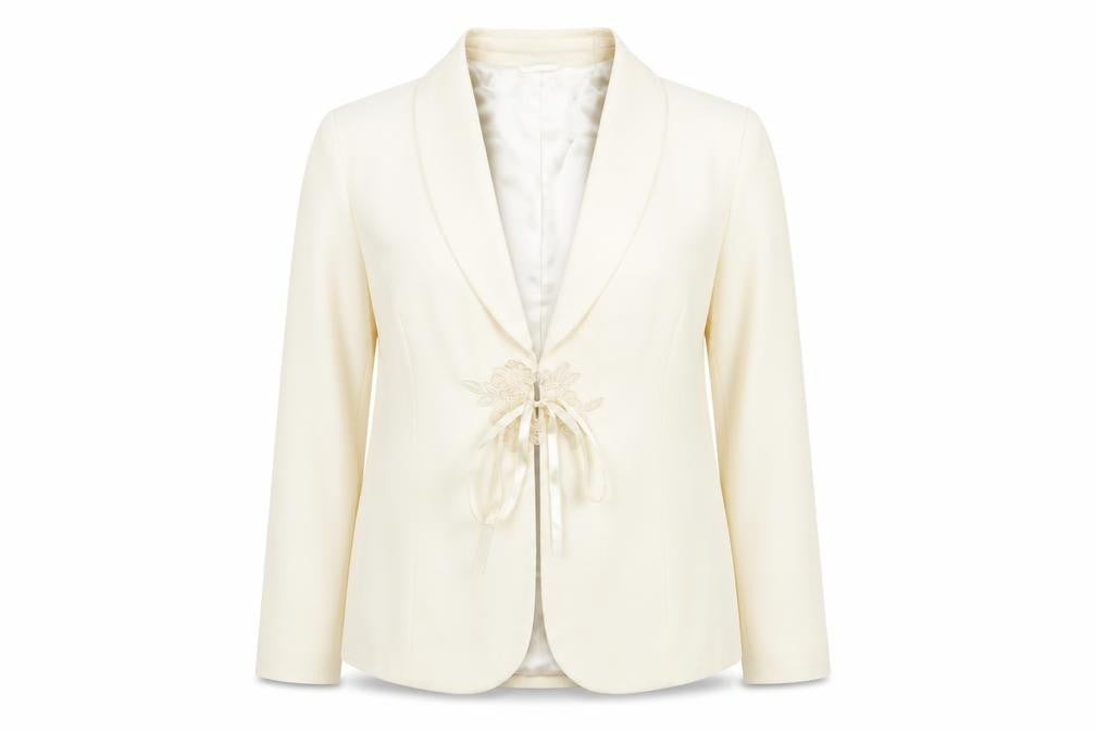 Front view of Together Women Ivory Polyester Single-Breasted Blazer UK 18