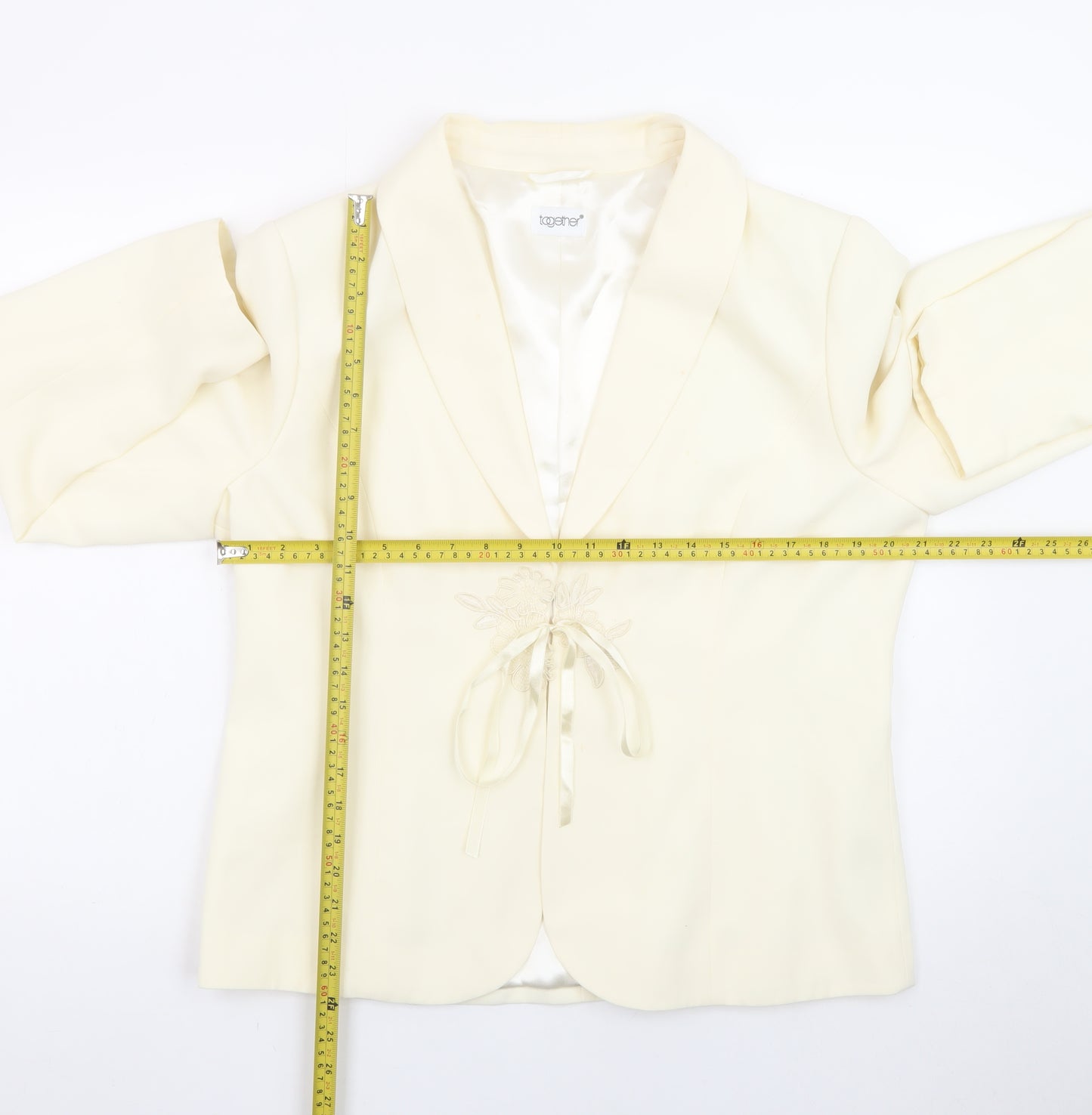 Together Women Ivory Polyester Single-Breasted Blazer UK 18