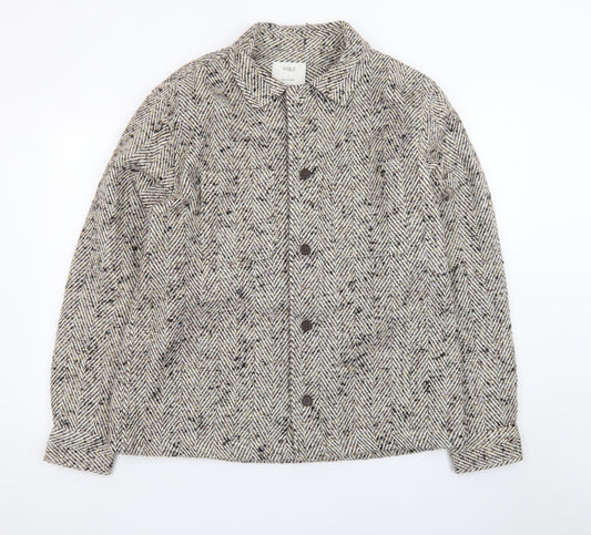 Marks and Spencer Women Beige Wool Tweed Button Jacket Size L