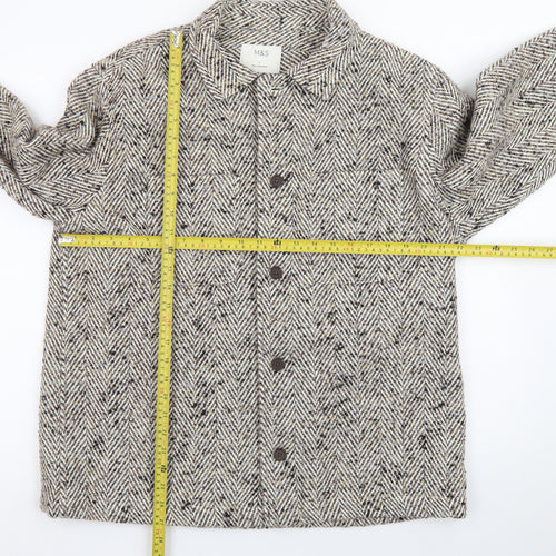Marks and Spencer Women Beige Wool Tweed Button Jacket Size L