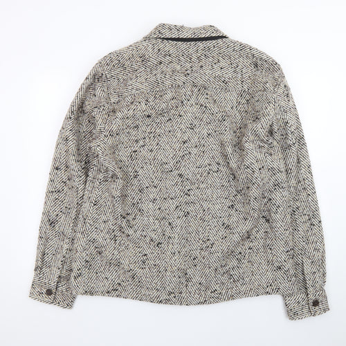 Marks and Spencer Women Beige Wool Tweed Button Jacket Size L