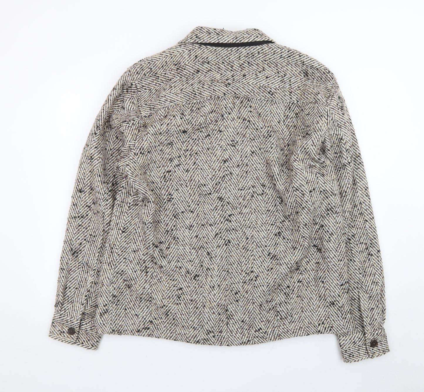 Marks and Spencer Women Beige Wool Tweed Button Jacket Size L